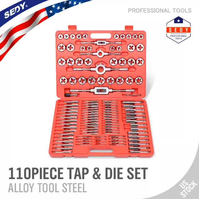 110 Piece Combination Tap And Die Set Screw Extractor Remover Chasing w/Case