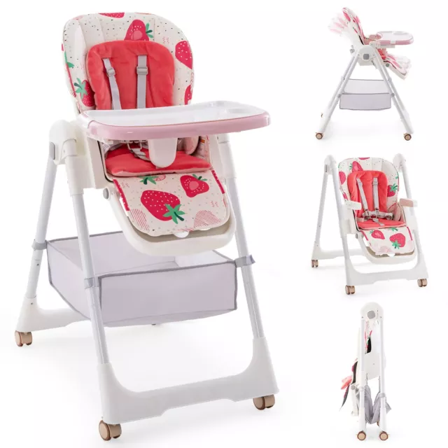 Folding Baby Highchair Booster Seat Feeding High Chair W/Adjustable Height