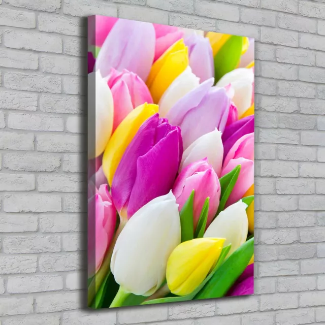 Leinwand-Bild Kunstdruck Hochformat 70x100 Bilder Bunte Tulpen