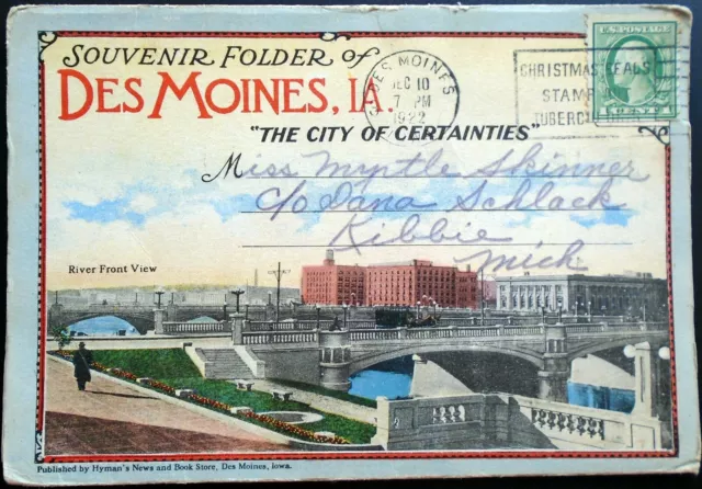 1915+ Des Moines Iowa, Locust St., Tornado Ins. Co., Churches, Parks, Hotels