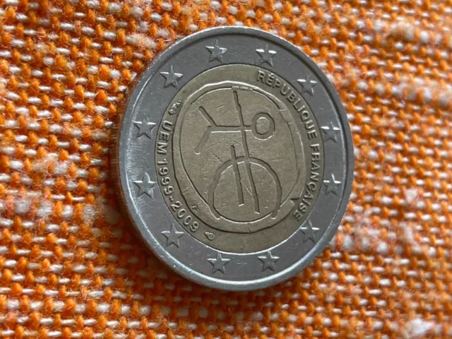 Pièce rare de 2 euros - Commémorative république française - UEM 1999 -2009