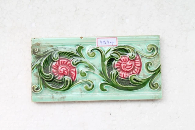 Japan antique art nouveau vintage majolica border tile c1900 NH4344 10