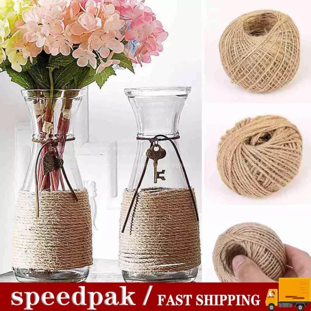 50M Jute Twine Sisal String Soft Natural Brown Burlap Rustic Hessian CS Z8W3