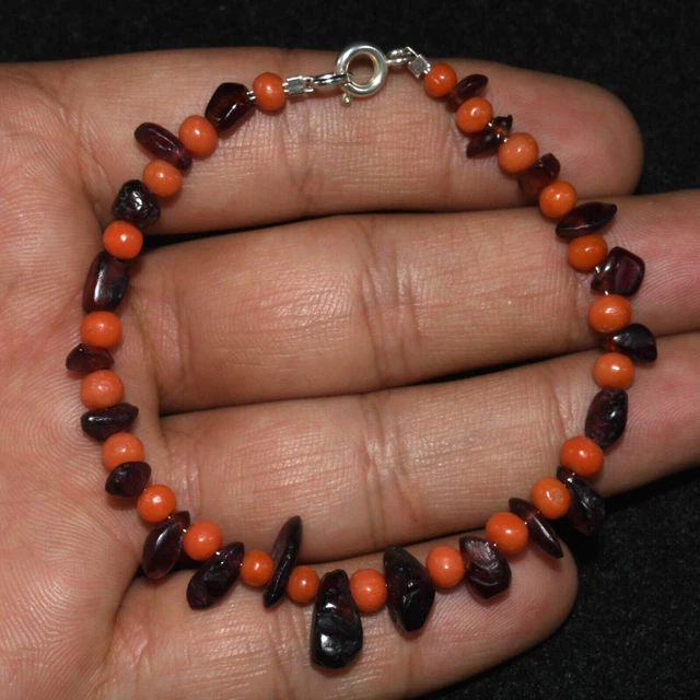 Ancient Roman Garnet Bead Bracelet with Natural Old Coral Beads 3rd Century AD