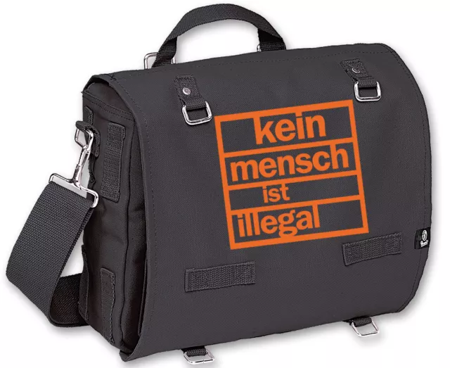 KEIN MENSCH IST ILLEGAL BW Packtasche, gross für Punk und Gothic