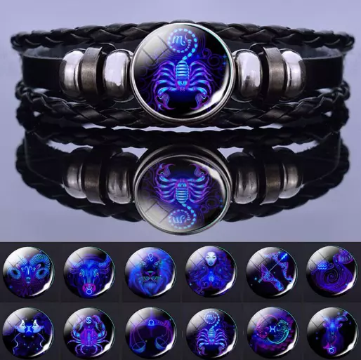 Pulsera De Cuero Diseño De Constelación Para Hombre Y Mujer Brazalete De Moda 3d