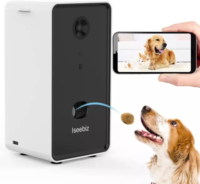 Iseebiz Smart Pet Camera Dog Camera Treat Dispenser 2-Way Audio 720P NightVision