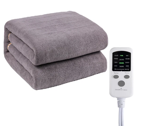 Heizdecke Wärmedecke Wärmebett Timer 180x150 Heizmatte Bettdecke Bett Grau