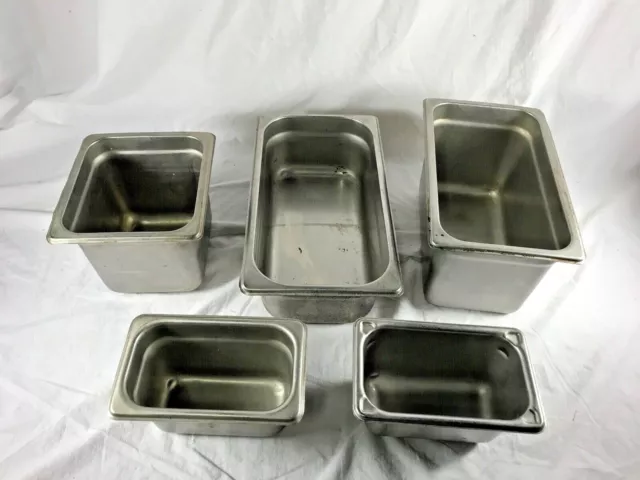 USED Mixed Lot of 5 Stainless Steel Steam Table Pans, Don Adcraft, ABC, Vollrath