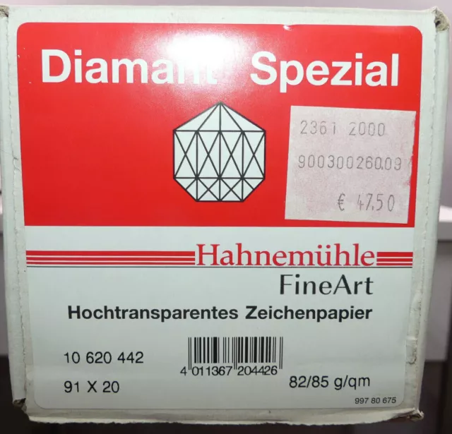Hochtransparentes Zeichenpapier Hahnemühle Diamant Spezial Fine Art 91x20