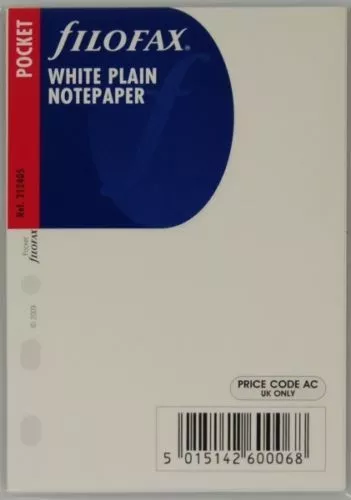 Filofax Einlage Pocket: blanko, weiße Notizblätter, 212405