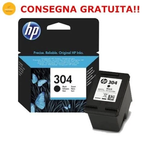 HP 304 Nero, N9K06AE, Cartuccia Originale HP, Compatibile con Stampanti HP 