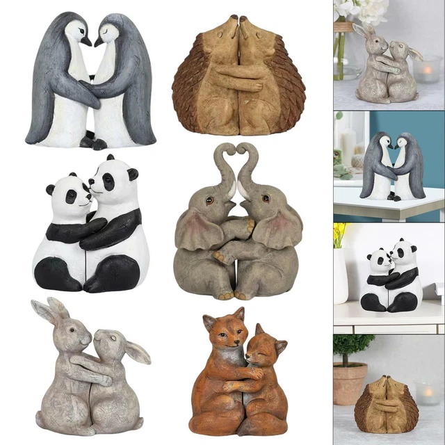 Garden Hugging Animal Statue Polyresin Sculpture Outdoor Patio Lawn Crafts Fairy