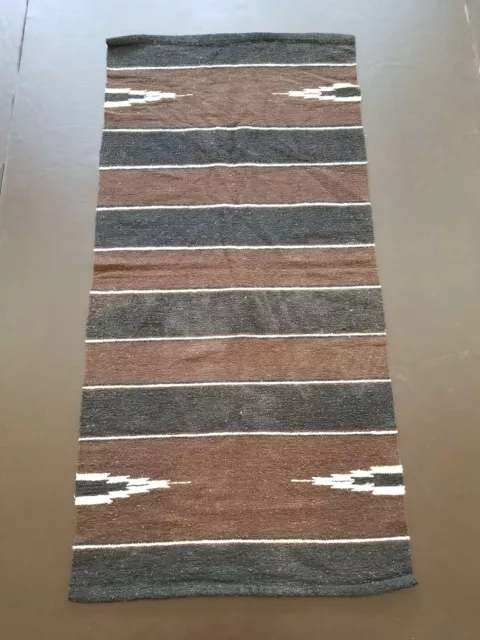 Fina Vintage Tradicional Hecho a Mano Lana Oriental Negro Marrón Kilim 160x77cm