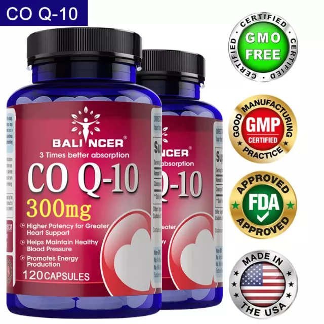 CoQ 10 Coenzyme Q10 Vegan 300mg 30 To 120 Capsules Cardiovascular Heart Health