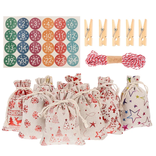 1 Set DIY Navidad Cuenta atrás Calendario Bolsos Dulces Regalo Bolsas