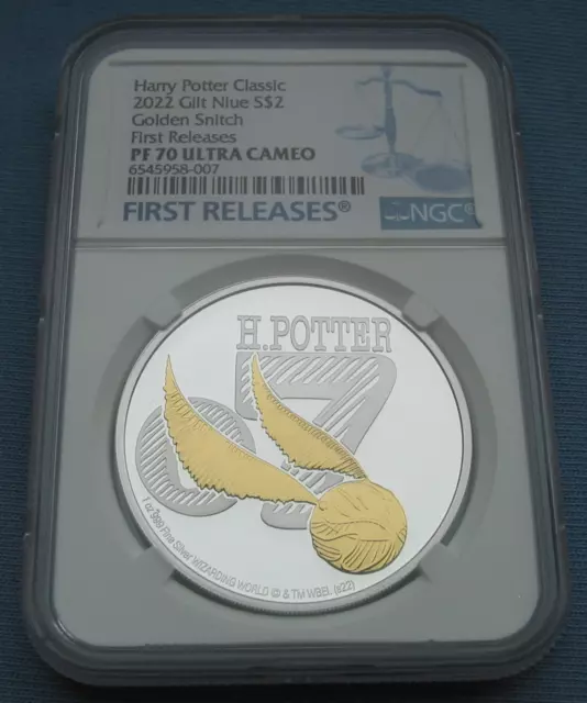 2022 Niue $2 Harry Potter Golden Snitch 1 oz Silver Coin NGC PF 70 Ultra Cameo