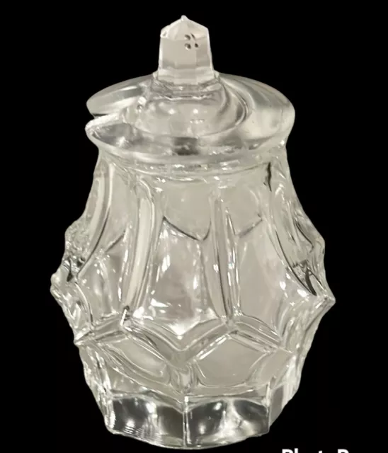 Vtg Coin Liberty Torch Clear Covered Candy Dish Glass Jar Lid Entertain Decor