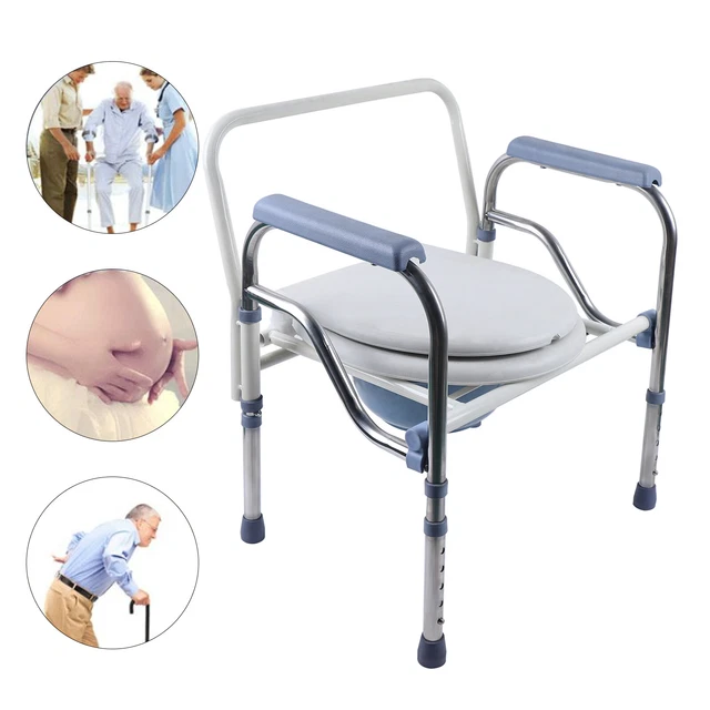 Silla de inodoro con cubo de inodoro ayuda de inodoro 150 kg resistente altura ajustable