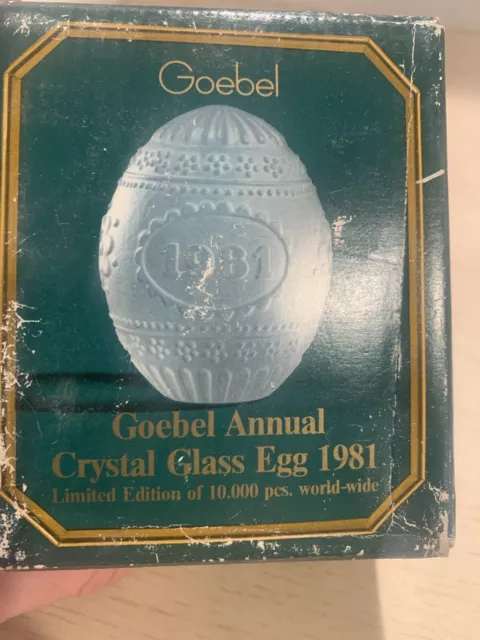 1981 Goebel Glass Crystal Annual Easter Egg Third Edition With Box Certificate!