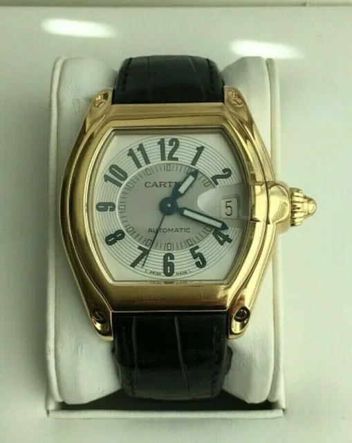 CARTIER Gent's 18K Yellow Gold Roadster Automatic 2524 Box Warranty MINTY
