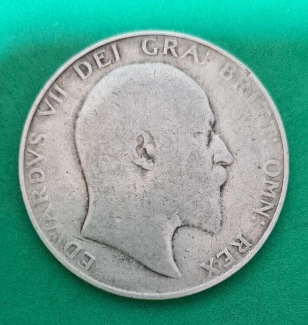 1907 Edward VII silver half crown coin  #386c