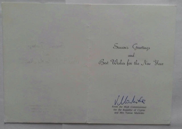 1990's Cyprus High Commissioner to The UK  Christmas Card. Kalogrea  Kyrenia