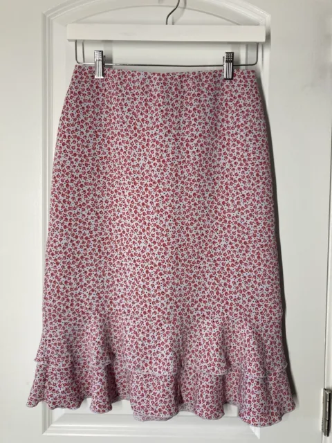 NEW NWT Ann Taylor Womens size 2 SKIRT red flowers floral print pencil straight