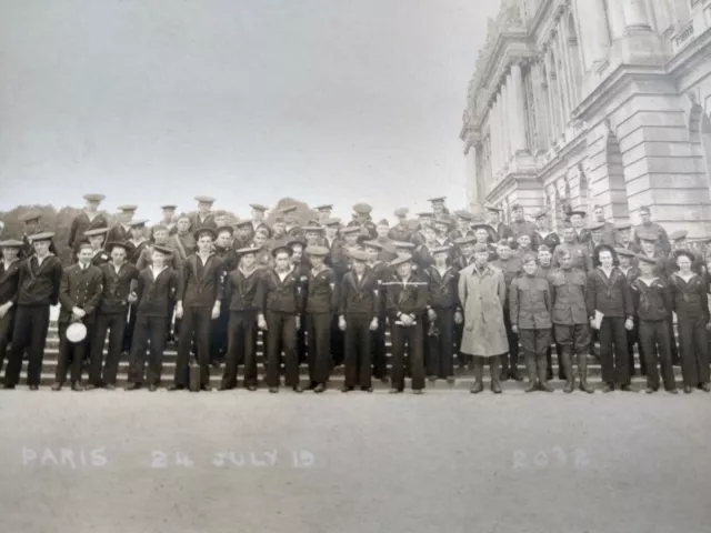 Paris France July 1915 Men In Uniform Outside WW1 Military RPPC Photo Postcard 2