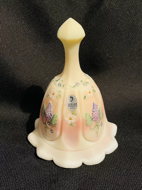 Fenton Art Glass Burmese Satin Grape H.P Bell XXI New Century Collection QVC