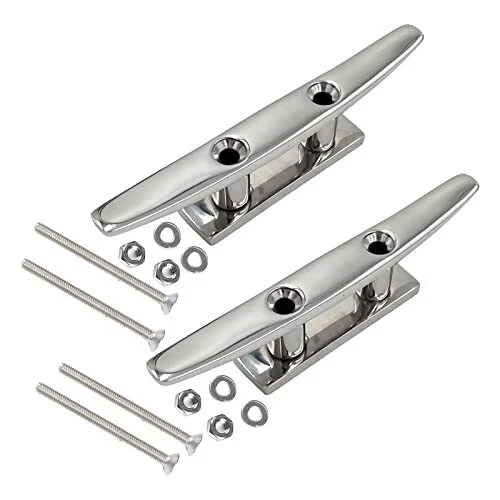 Stainless Steel Boat Cleat 4 inch,5 inch,6 inch 2PCS with Hardware (6 i...