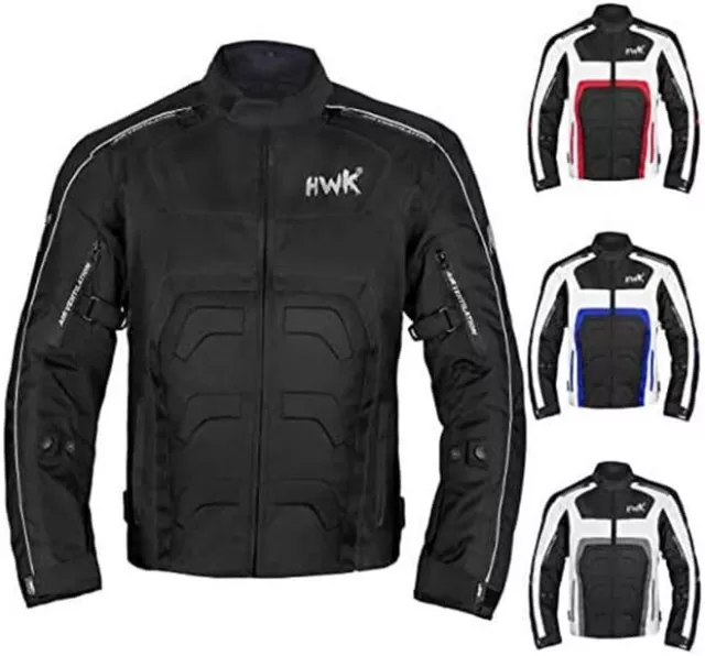 HWK Spyder Motorcycle Jacket for Men with Cordura Textile Fabric, Medium - Black