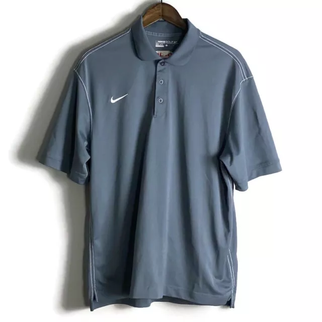 NIKE GOLF Mens Gray Polo Short Sleeve Shirt Size L Red Bull Logo Stretch Energy