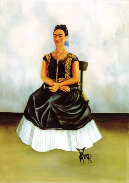 Frida Kahlo - Self-portrait with a dog - A4 size 21x29.7cm Canvas Print Unframed