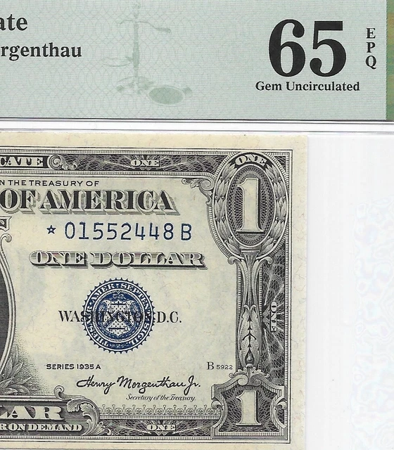 1935A $1 STAR ⭐️ SILVER CERTIFICATE PMG Gem Uncirculated 65 EPQ Scarce */B Block