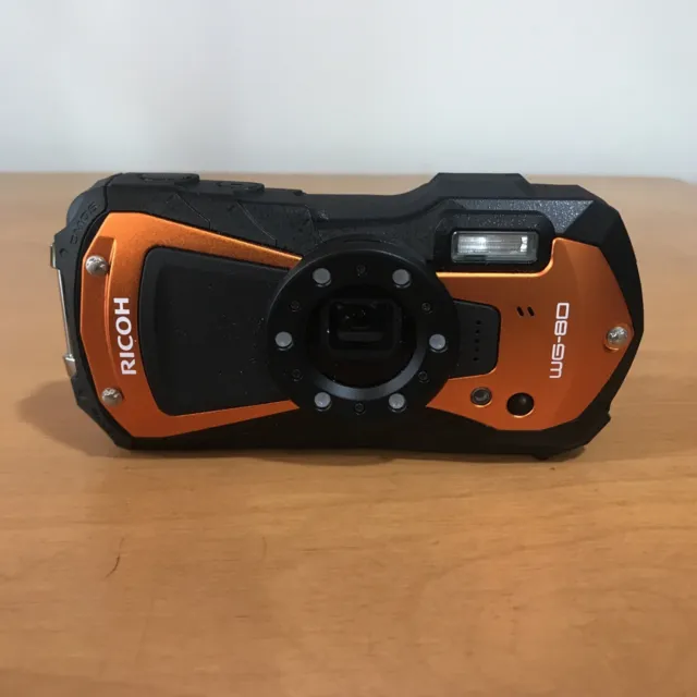 Ricoh WG-80 Waterproof Digital Camera (Orange) UNTESTED AS IS