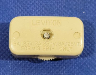 Vintage Beige Leviton AC Line cord lamp switch 6A 125V power switch