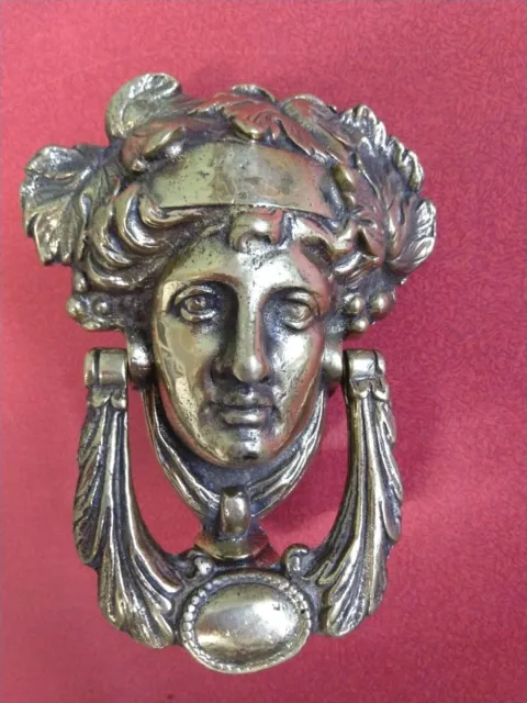 Vintage Grecian Goddess Brass Door Knocker 