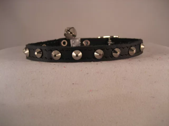 Leather Black Studded Cat Collar