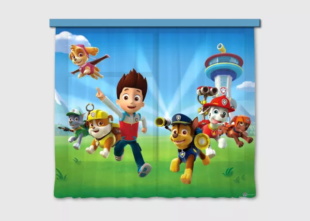 Pair of ready made Paw Patrol curtains children's bedroom 180x160cm puppies