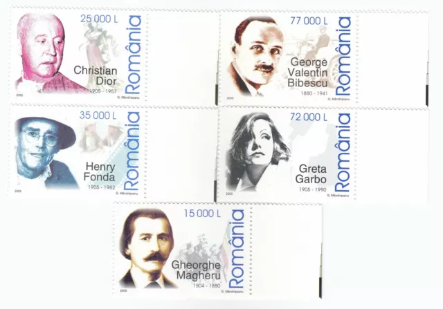 AH156, Rumänien, 2005 Jahrestage, Set Mit 5 Briefmarken - MNH