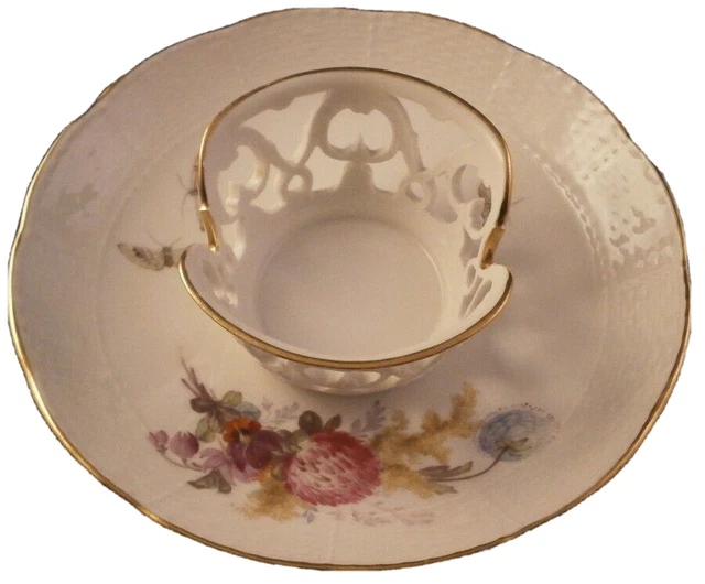 Antico 20thC KPM Berlino Porcellana Trembleuse Ciotola Porzellan Untertasse