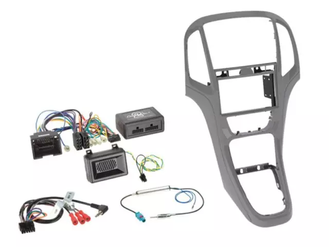 OPEL ASTRA J Auto Radio Einbau Set Blende Lenkrad Adapter grau Doppel DIN 2-DIN