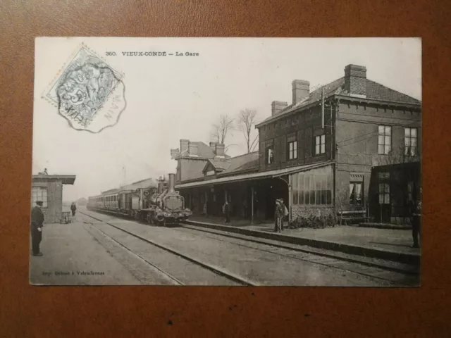 CPA 59 VIEUX CONDÉ - La Gare - Train