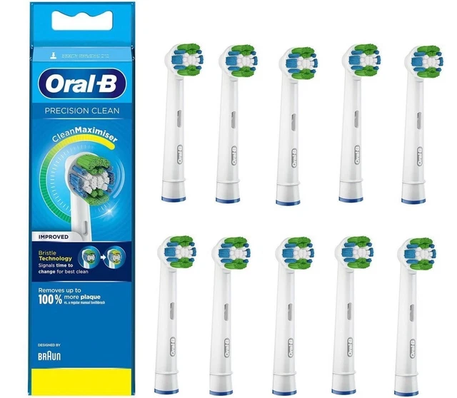 Paquete de 10 cabezales de cepillo de dientes eléctricos limpios de precisión Oral-B Braun Reino Unido