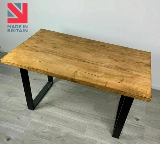 New Industrial Solid Wood Oak Colour Rustic Handmade Dining Table Top Table Only