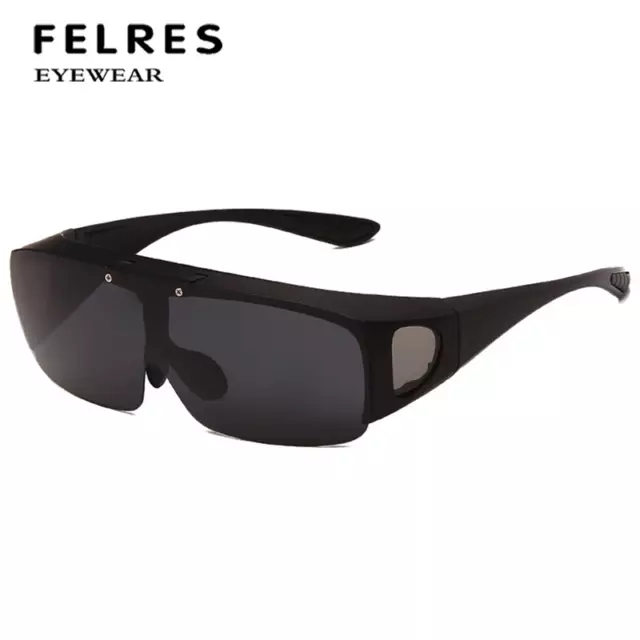 Polarized Fit Over Sunglasses For Men Women Flip Up Lens Driving Black Glasses