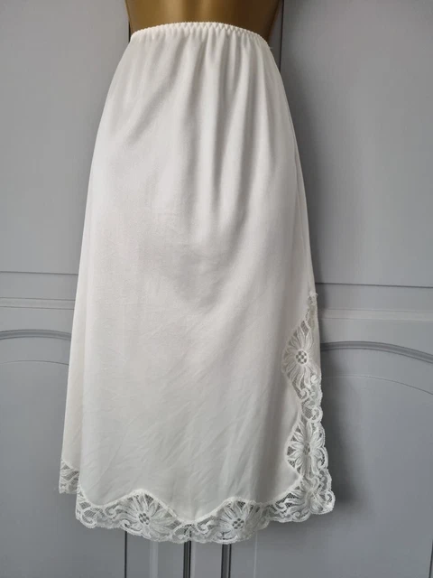 Donna Vintage Charnos L Crema Più Spessa Poliammide Satinata Seta Mezza Slip Taglia Media