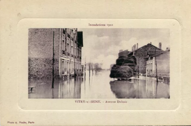 Carte VITRY SUR SEINE Inondations de 1910 Avenue Dubois
