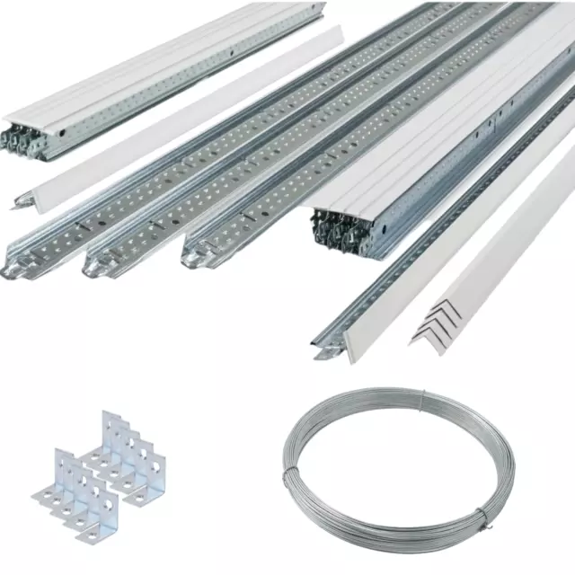 15m2 White Suspended Ceiling Grid Metal Frame System 600mm x 600mm No Tiles